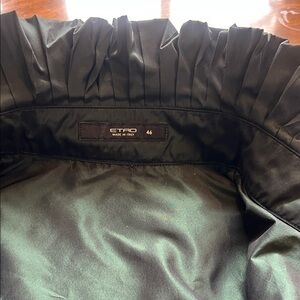 Etro Black Satin Ruffled Collar Blouse